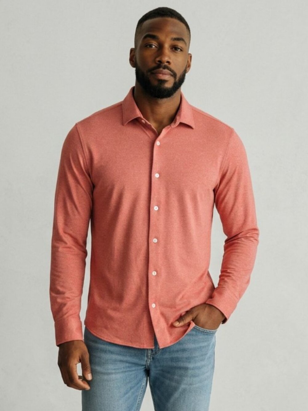 UNTUCKit Slim Fit Performance Stretch Button Down Medium Heathered Coral Shirt